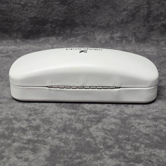 Swarovski White Leather Clamshell Eye Glass Case Clam Shell - Picture 7 of 13